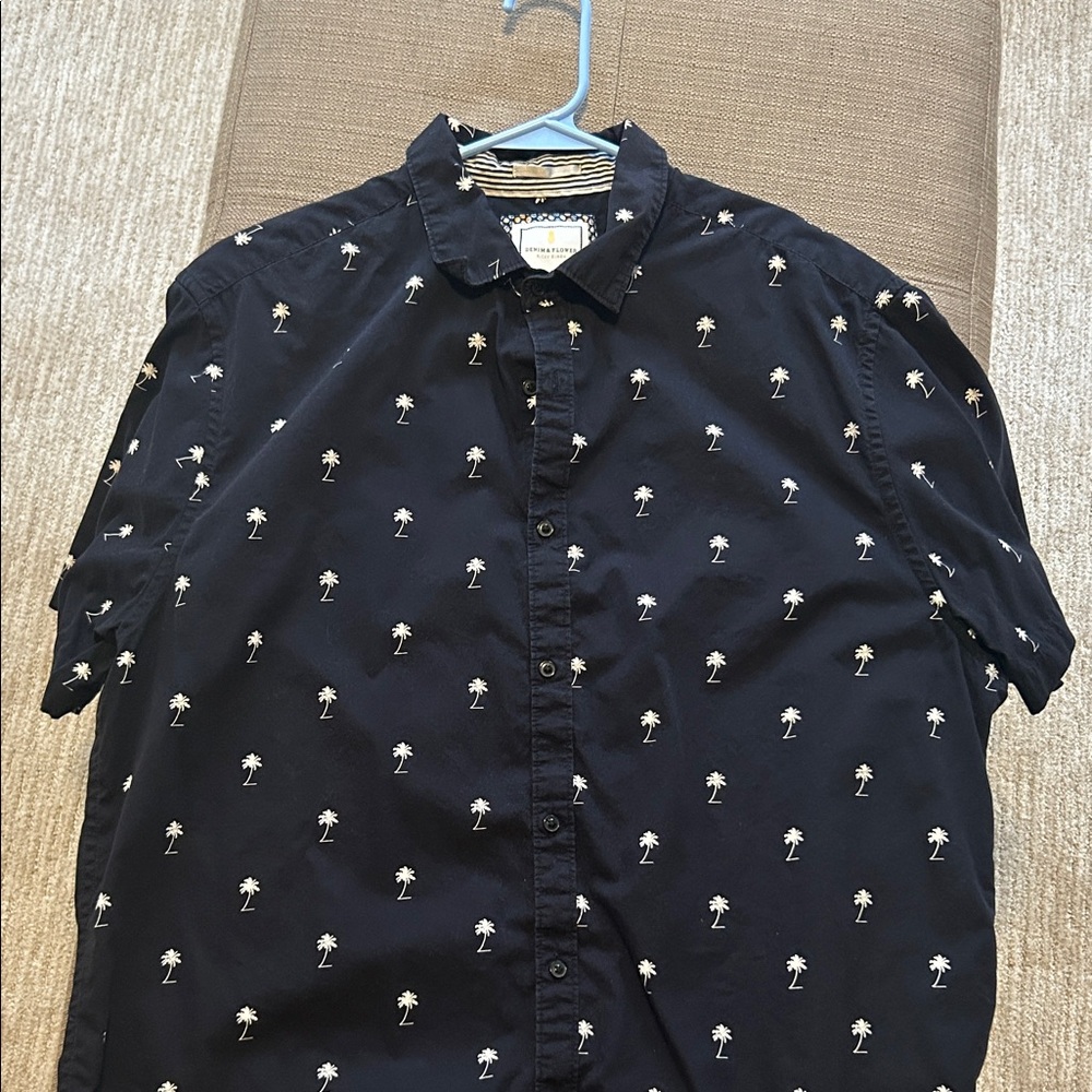 Black Palm Tree Print Men's Shirt
